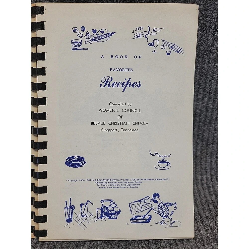 Cookbook Favorite Recipes 1968-1981 Belvue Christian Church Kingsport‎ Tennessee